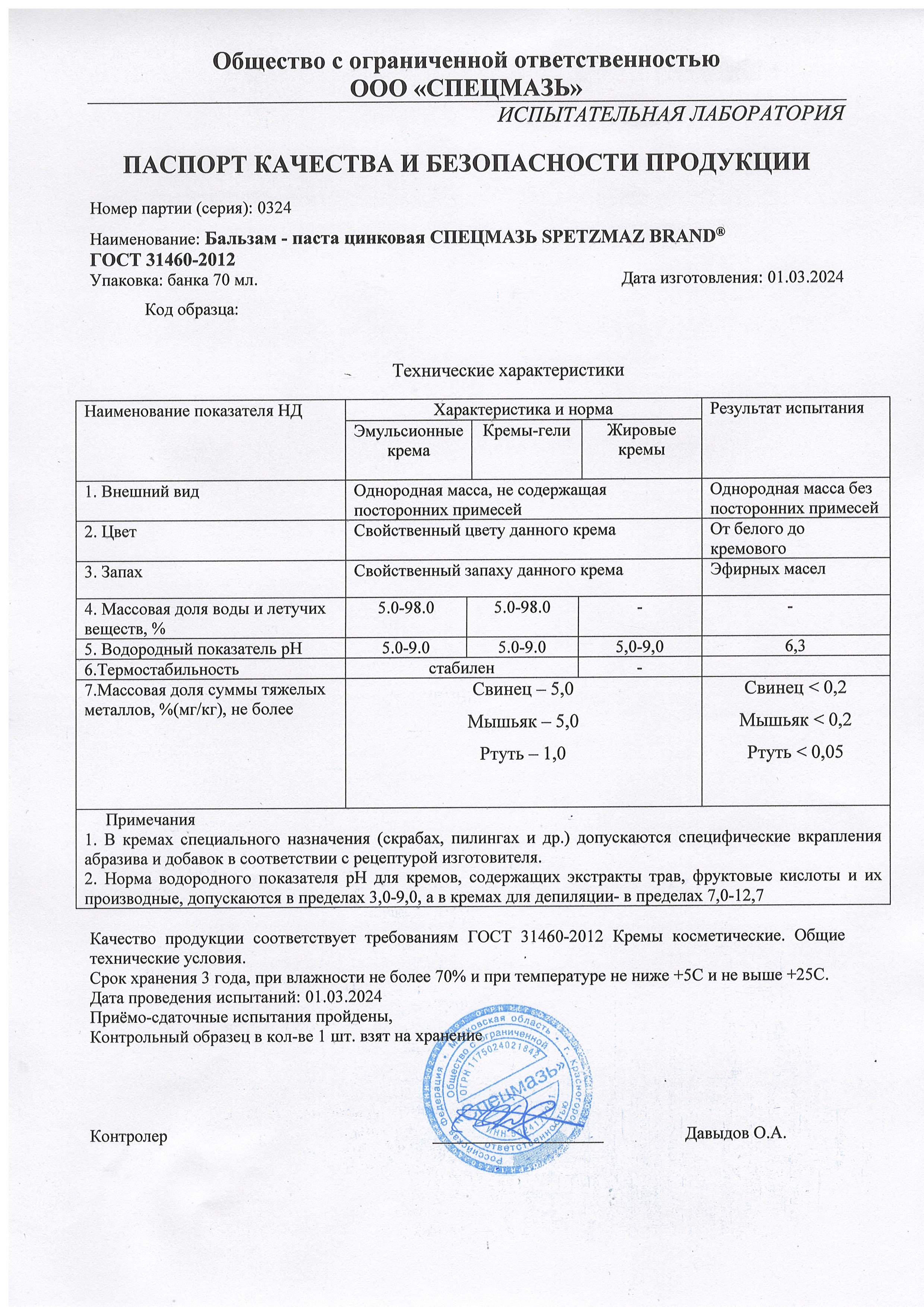 Паспорт №032024